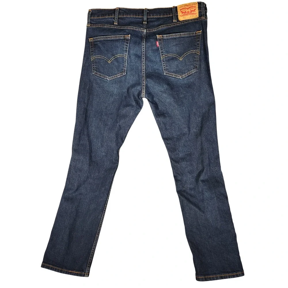 Levi's 511 Slim Fit Jeans Mens 38x32 Dark Wash Blue Excellent Stretch‎ Denim